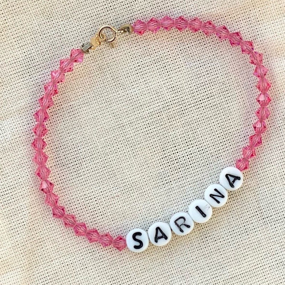 ✨ Stunning SARINA name Swarovski Crystal Bracelet 14K (Like New)